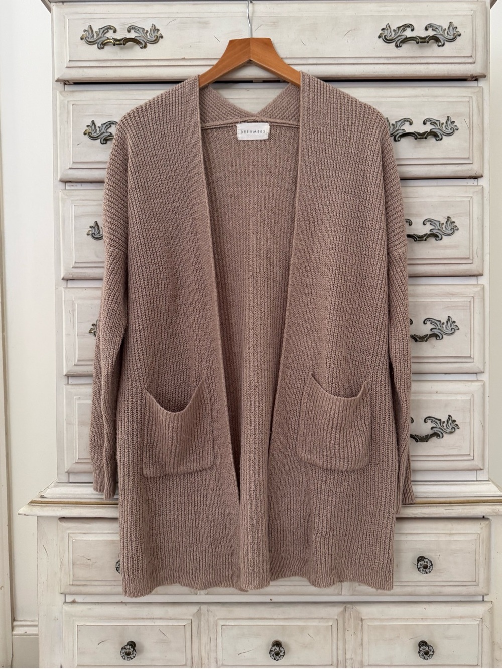Vici Dreamers Beige Pocketed Cardigan